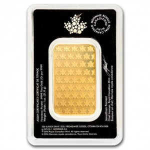 1 oz Gold Royal Canadian Mint Bar (New Design)