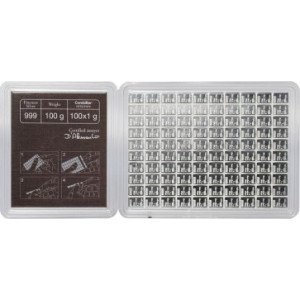 100 x 1 gram Silver Valcambi Combi Bar